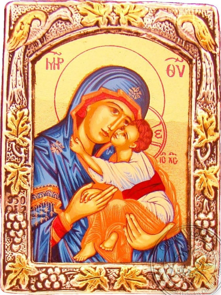 Virgin Mary Sweetkissing - Silver Gold Icon - GKN_1S06B
