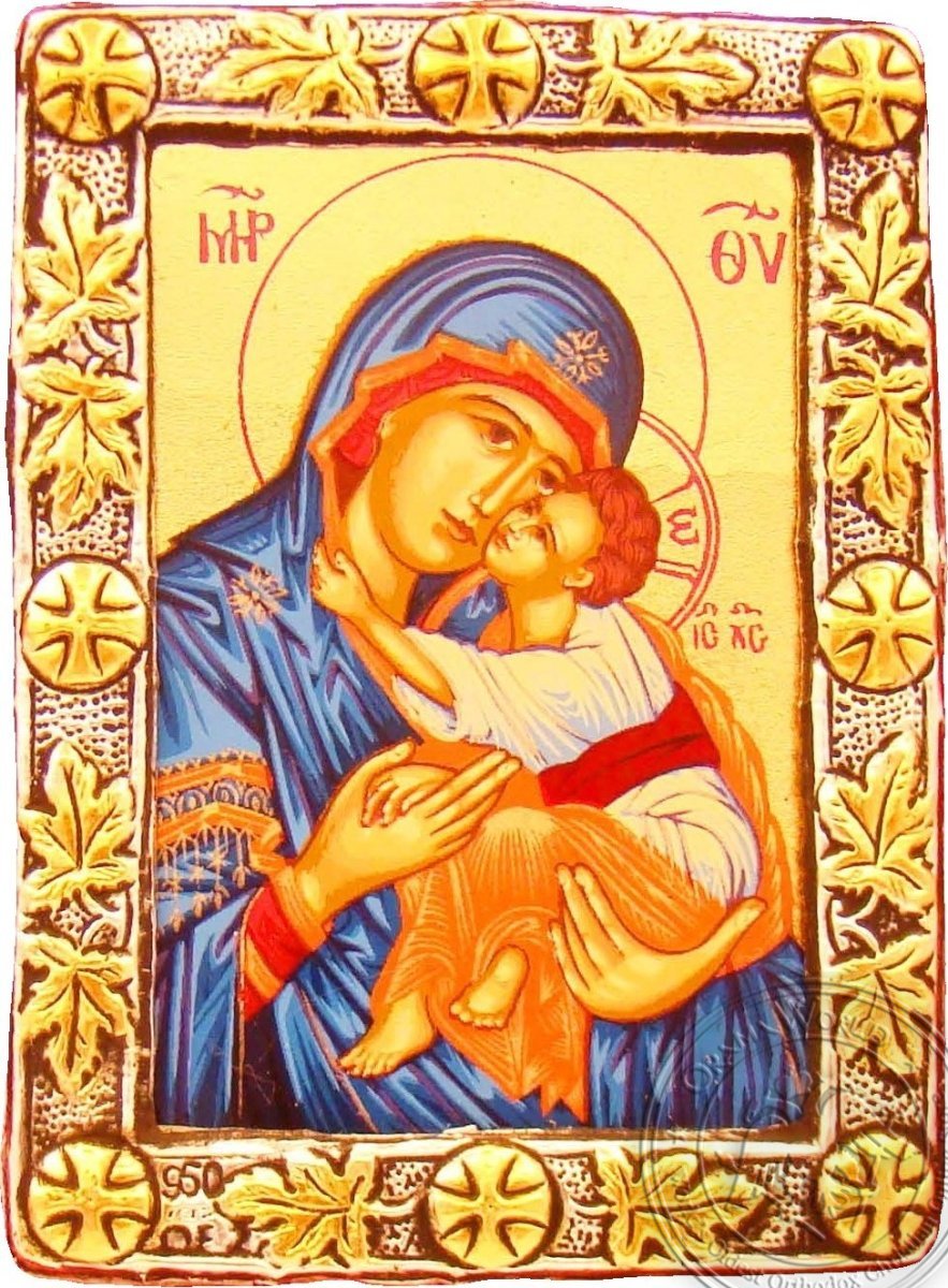 Virgin Mary Sweetkissing - Silver Gold Icon - GKN_1S06O