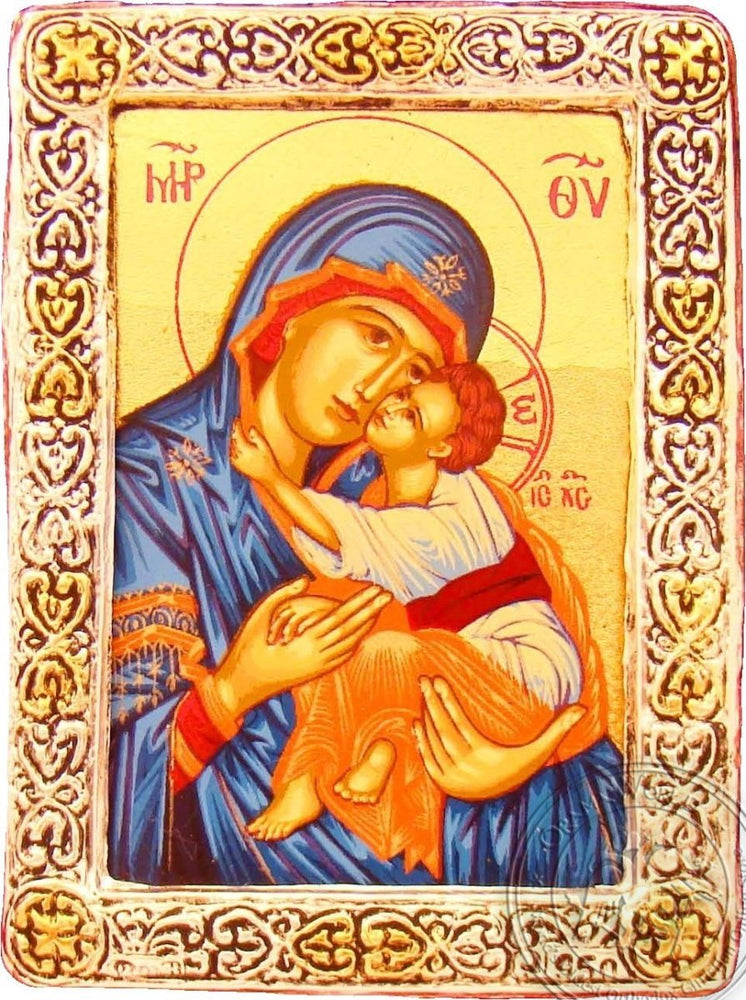 Virgin Mary Sweetkissing - Silver Gold Icon - GKN_1S06R