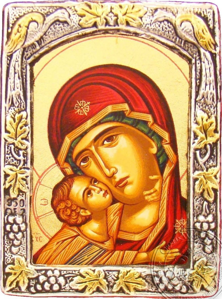 Virgin Mary Vladimir - Silver Gold Icon - GKN_1S11B