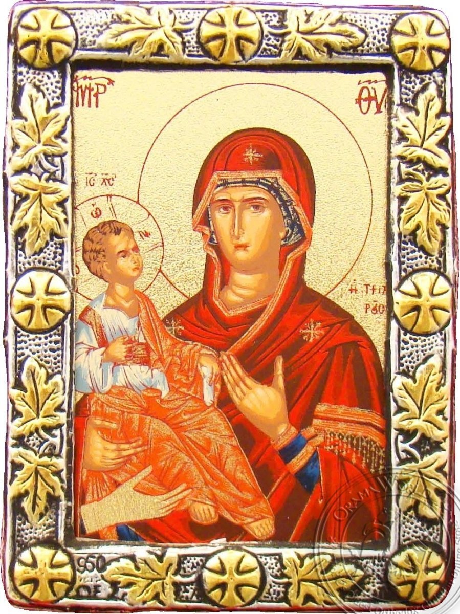 Virgin Mary With Three Hands - Silver Gold Icon - GKN_1S04O