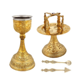 Byzantine Brass Ecclesiastical Chalice Set