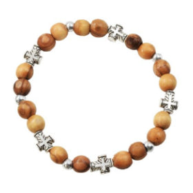 Jerusalem Cross Bracelet in Olive Wood