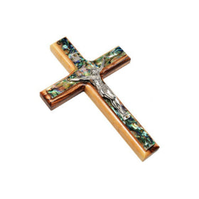 Olive Wood and Pearl Crucifix