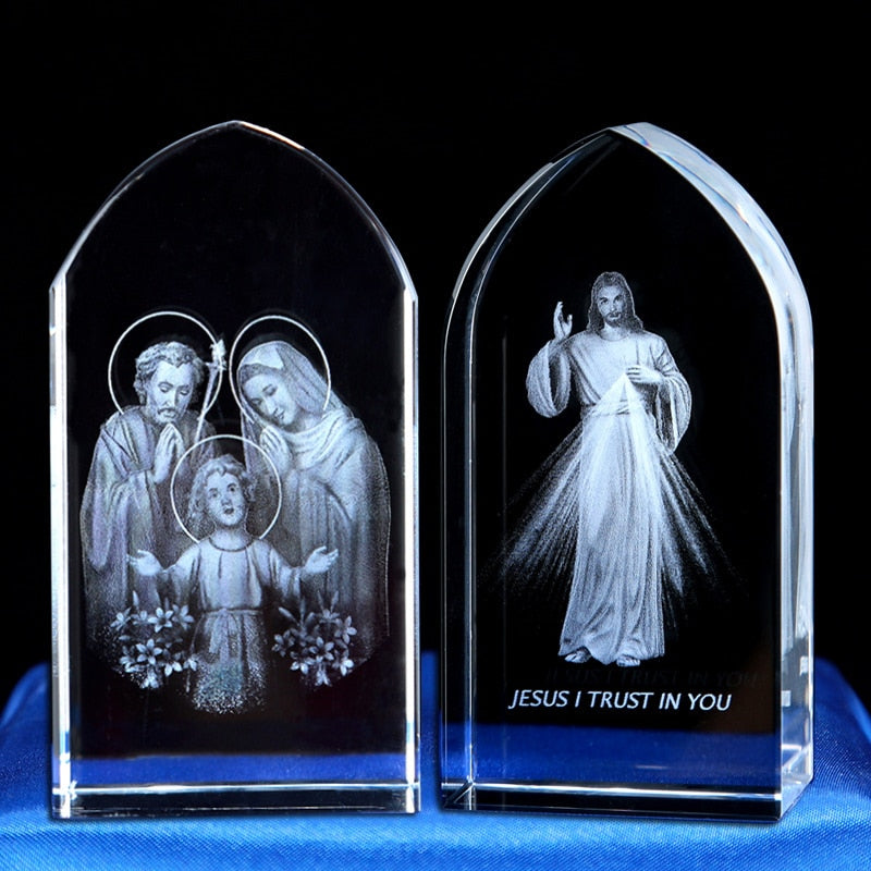 Crystal Carved with different Holy Images