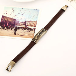 Leather 'I Love Jesus' bracelet