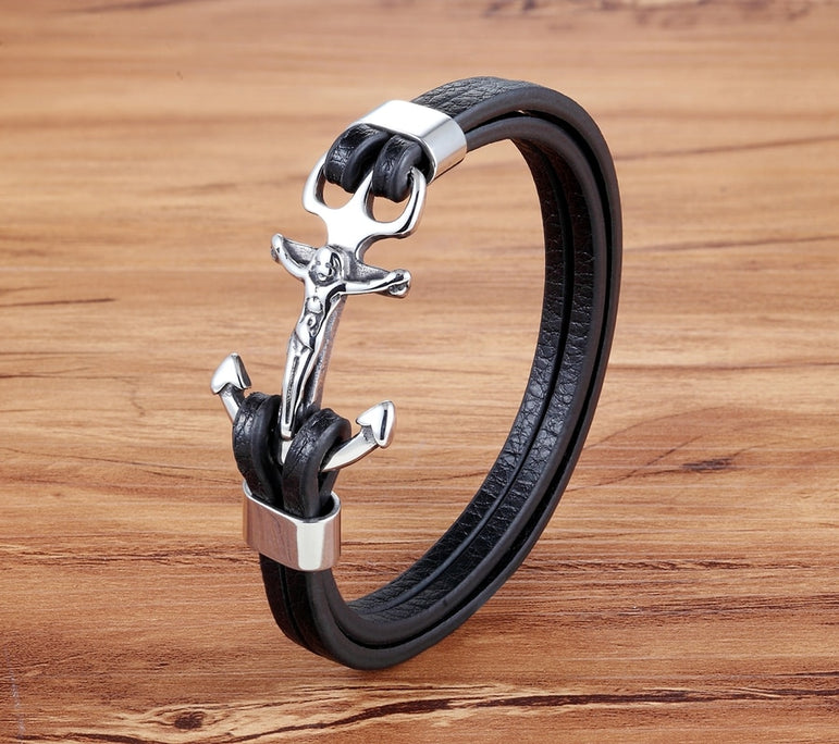 Anchor Multi-layers Stitching Christian Bracelet