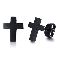 Double Braided Leather Cross Bracelet and Rhodium Plated Necklace