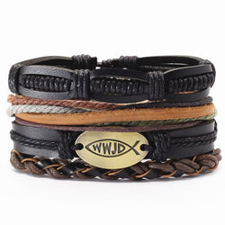 Vintage beads Bible leather bracelet