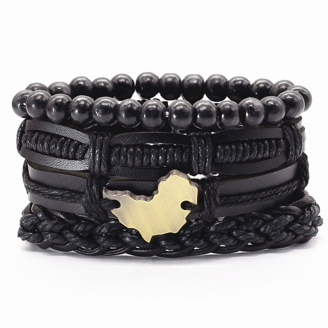 Vintage beads Bible leather bracelet