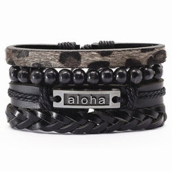 Vintage beads Bible leather bracelet