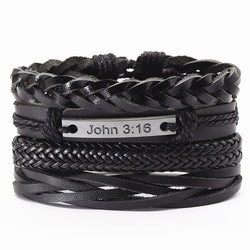 Vintage beads Bible leather bracelet