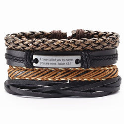 Vintage beads Bible leather bracelet
