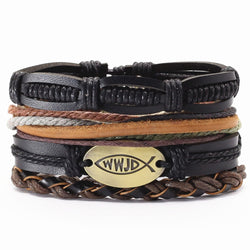 Vintage beads Bible leather bracelet
