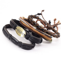 Vintage beads Bible leather bracelet