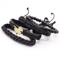 Vintage beads Bible leather bracelet