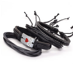Vintage beads Bible leather bracelet
