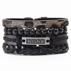 Vintage beads Bible leather bracelet