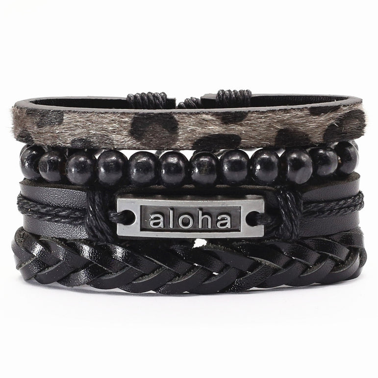 Vintage beads Bible leather bracelet