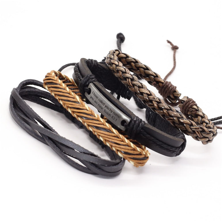 Vintage beads Bible leather bracelet
