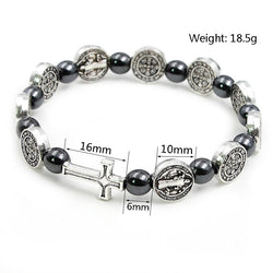 Rosary Bracelets Hematite Beads with Cross