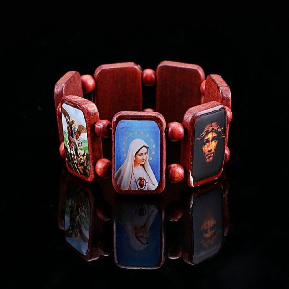 Wooden Bracelet with Holy Icons