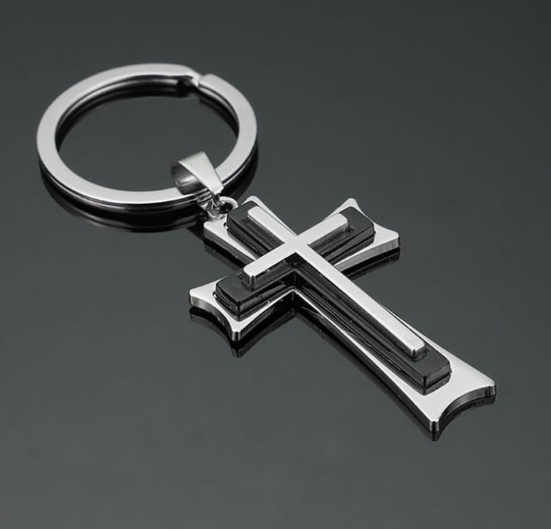Silver Cross Key Chain