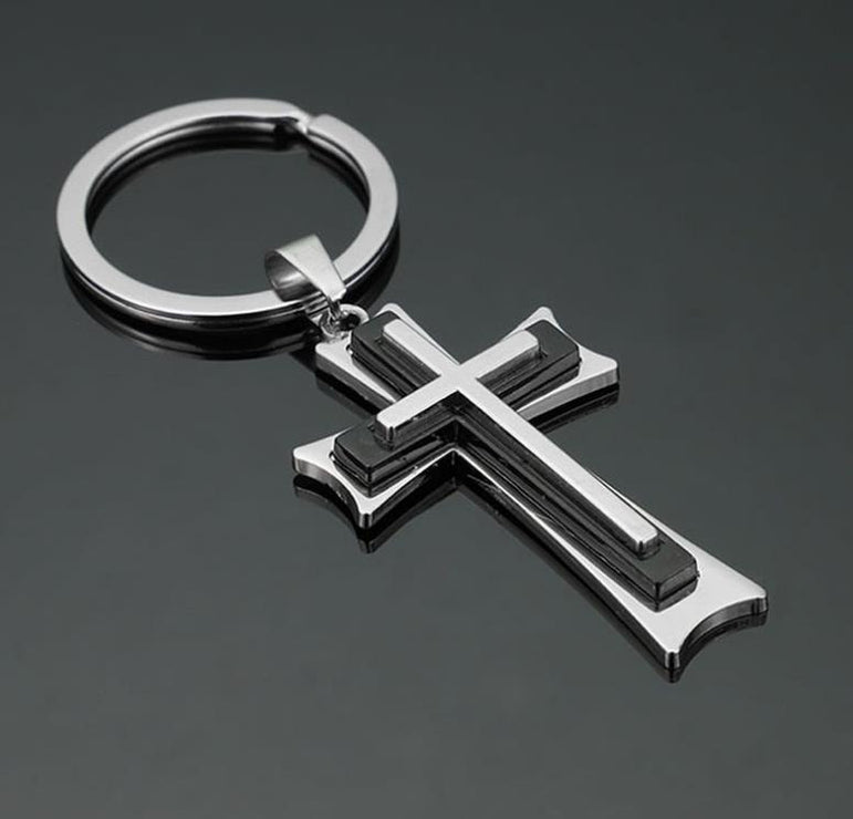 Silver Cross Key Chain