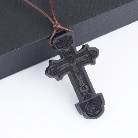 Crucifix Pendant with Adjustable Leather Rope