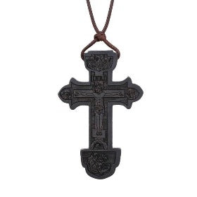 Crucifix Pendant with Adjustable Leather Rope