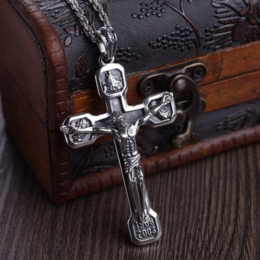 Crucifix Silver Pendant Necklace