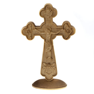 Orthodox wooden carved Crucifix with stand