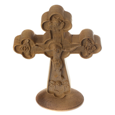 Orthodox wooden carved Crucifix with stand