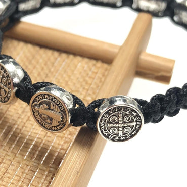 Beautiful Black Thread Braided Bracelet with Cross