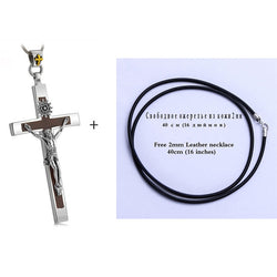 Natural Red Sandalwood and Silver Crucifix Pendant