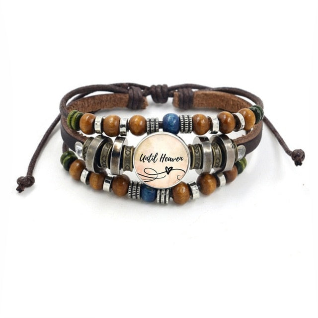 Bible Verse Inscribed Leather Bracelet