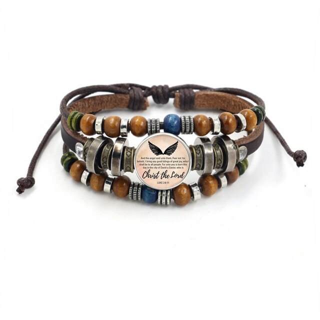 Bible Verse Inscribed Leather Bracelet
