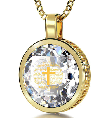 Cross Pendant with 14K Gold Frame and Gold Filled Rolo Chain